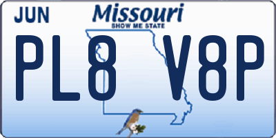 MO license plate PL8V8P