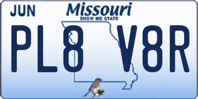 MO license plate PL8V8R