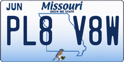 MO license plate PL8V8W