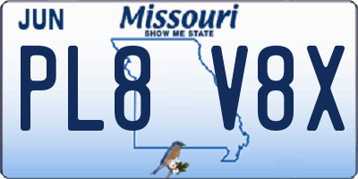 MO license plate PL8V8X
