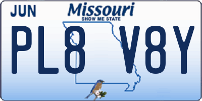 MO license plate PL8V8Y