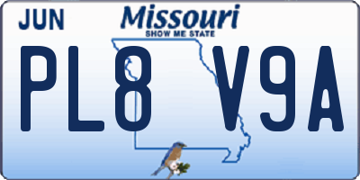 MO license plate PL8V9A