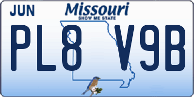 MO license plate PL8V9B
