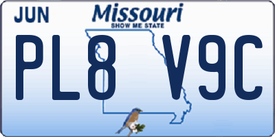 MO license plate PL8V9C