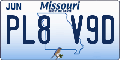 MO license plate PL8V9D