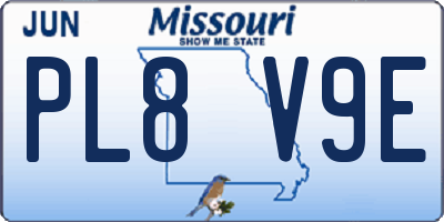 MO license plate PL8V9E