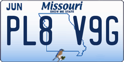 MO license plate PL8V9G