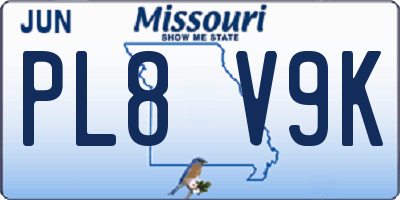 MO license plate PL8V9K