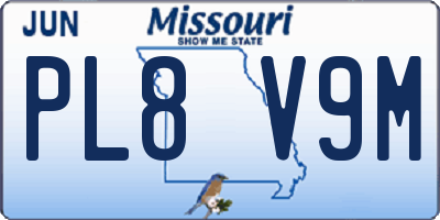 MO license plate PL8V9M