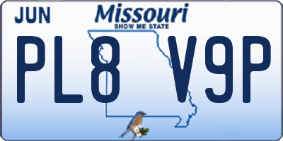 MO license plate PL8V9P