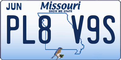 MO license plate PL8V9S