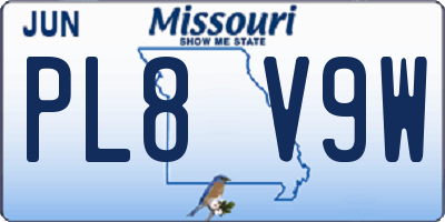 MO license plate PL8V9W