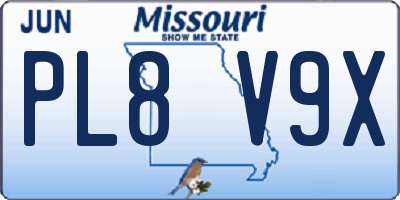 MO license plate PL8V9X