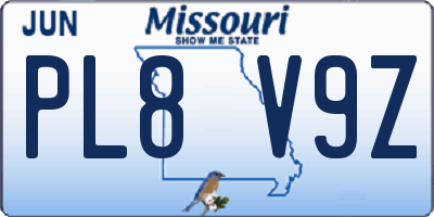 MO license plate PL8V9Z