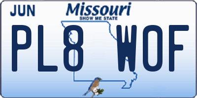 MO license plate PL8W0F