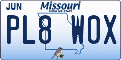 MO license plate PL8W0X