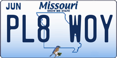 MO license plate PL8W0Y