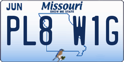 MO license plate PL8W1G