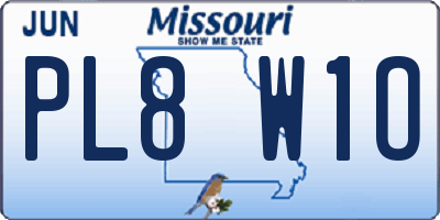 MO license plate PL8W1O