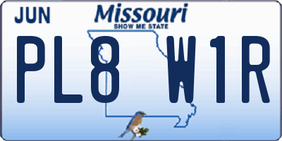 MO license plate PL8W1R