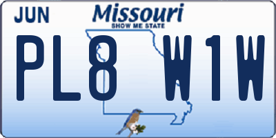 MO license plate PL8W1W
