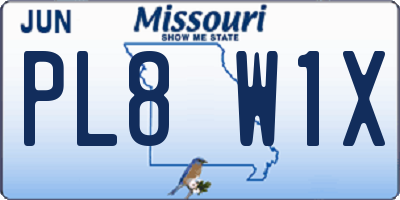 MO license plate PL8W1X