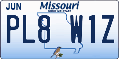 MO license plate PL8W1Z