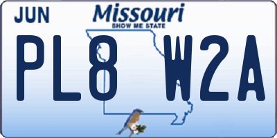 MO license plate PL8W2A