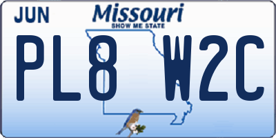 MO license plate PL8W2C