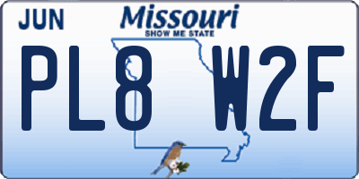 MO license plate PL8W2F