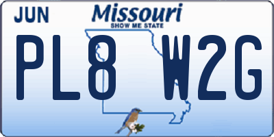 MO license plate PL8W2G