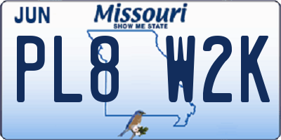 MO license plate PL8W2K