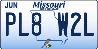 MO license plate PL8W2L