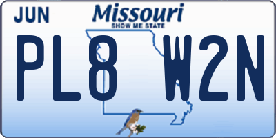 MO license plate PL8W2N
