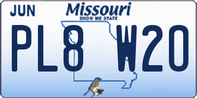 MO license plate PL8W2O