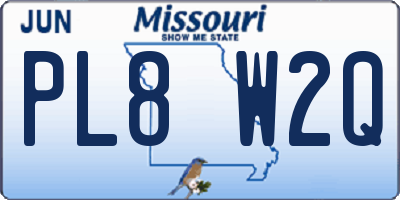 MO license plate PL8W2Q
