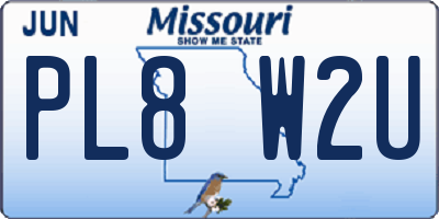 MO license plate PL8W2U