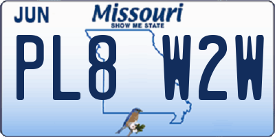 MO license plate PL8W2W