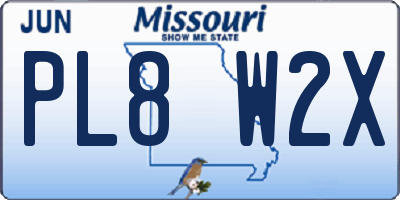 MO license plate PL8W2X