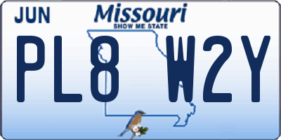 MO license plate PL8W2Y
