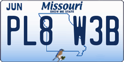 MO license plate PL8W3B