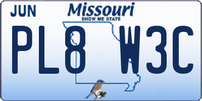 MO license plate PL8W3C