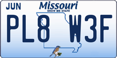 MO license plate PL8W3F