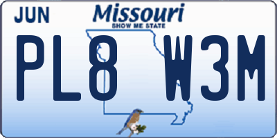 MO license plate PL8W3M