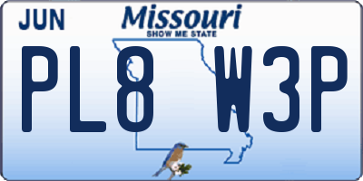 MO license plate PL8W3P