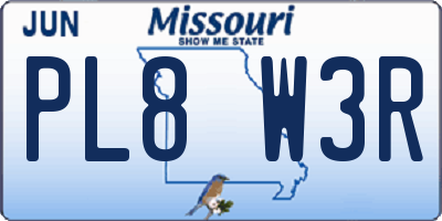 MO license plate PL8W3R