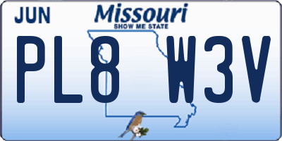 MO license plate PL8W3V