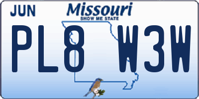 MO license plate PL8W3W