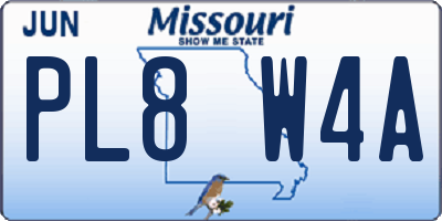 MO license plate PL8W4A