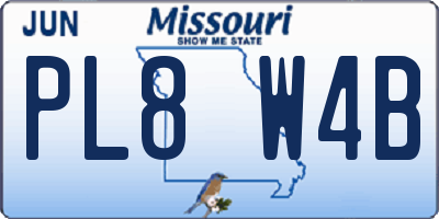 MO license plate PL8W4B